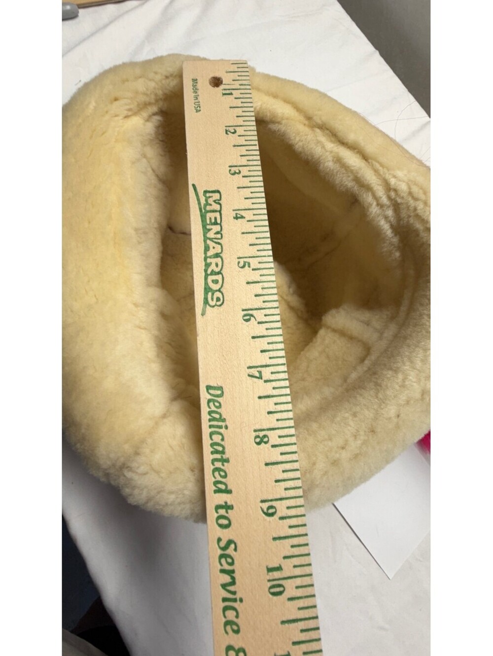 Vintage Genuine Suede & Shearling Bucket Hat Tan Cream Winter Warmth E-4 - Picture 5 of 9